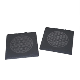 Schiefer-Untersetzer mit Gravur, Edition Lebensblume, 2er-Set