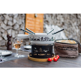 Alpes Fondue-Set, 9-Teilig, weiss, 23 cm Bc