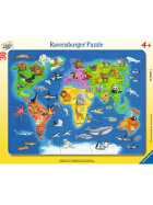 Puzzle Weltkarte mit Tieren, 30 Teile