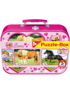 Puzzle Pferde, Metallkoffer, 2 x 26 Teile, 2 x 48 Teile