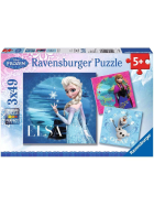 Puzzle Elsa, Anna & Olaf, 3 x 49 Teile