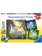 Puzzle Schöne Einhörner, 3 x 49 Teile